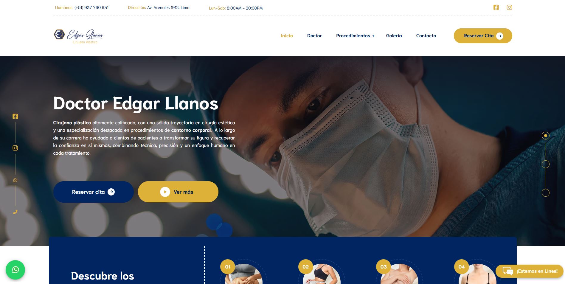 Vista del sitio web profesional del Dr. Edgar Llanos