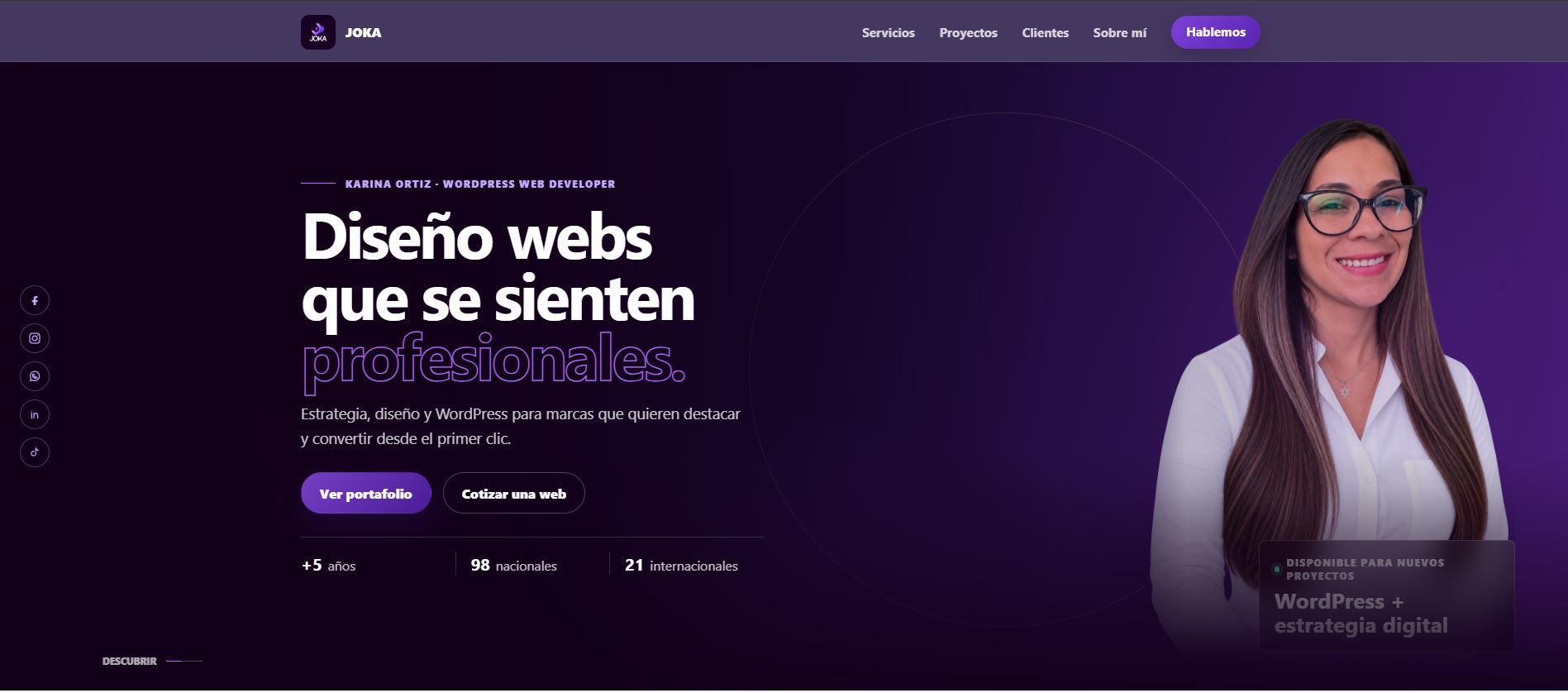 Vista del portafolio web de Jokawebdesigner